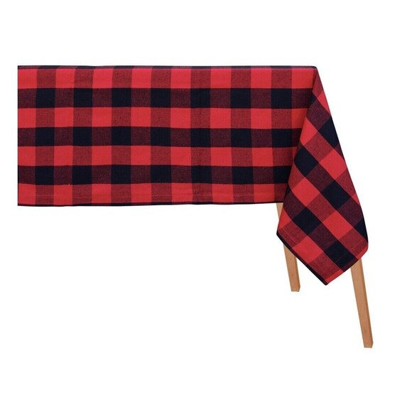 New CHRISTMAS Buffalo plaid tablecloth 60 x 84” inch water resistant Easy Care - Picture 3 of 12